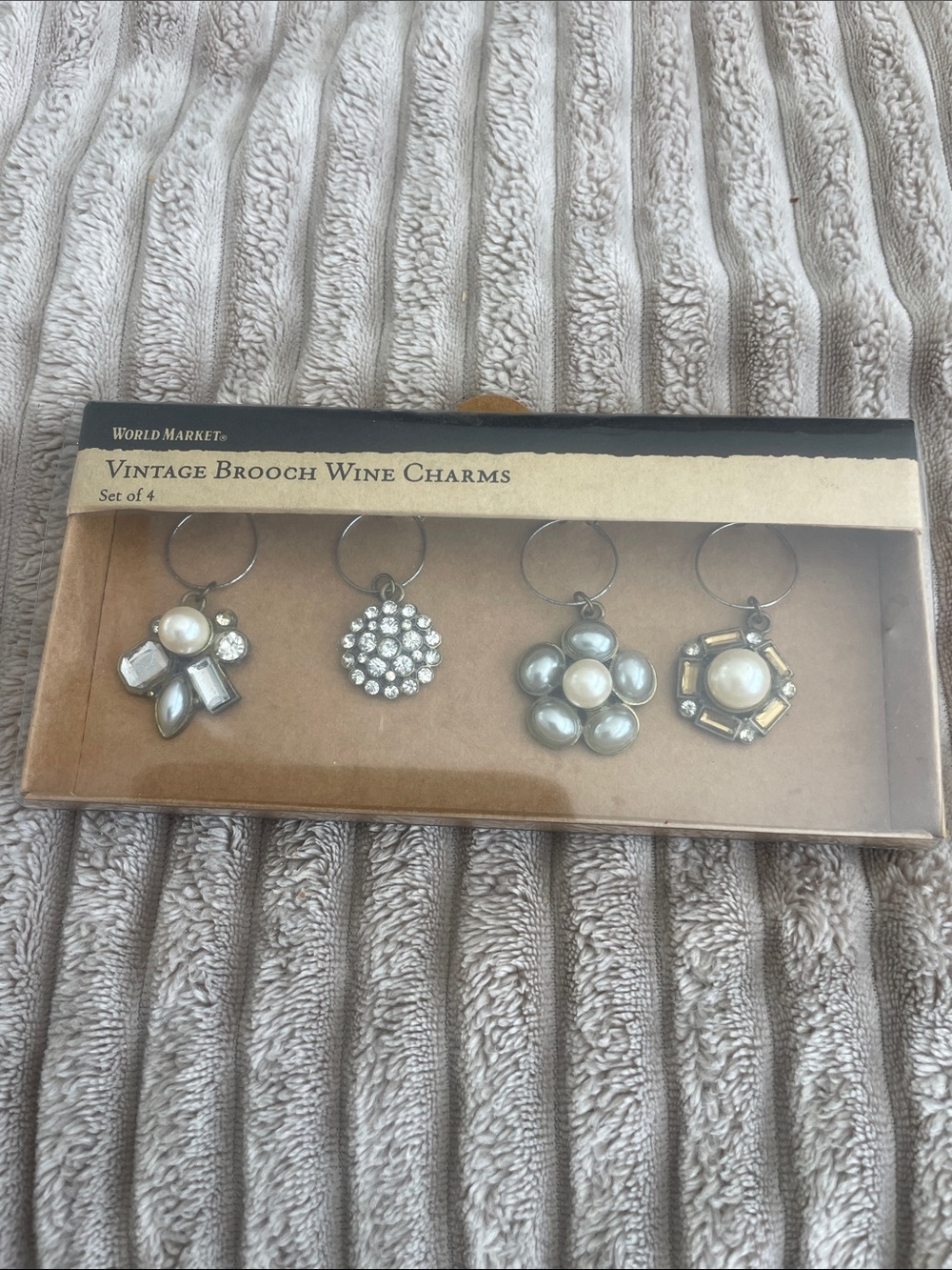 Cost Plus World Market Vintage Brooch Wine Charms - Pearl, Silver, Gold Tones